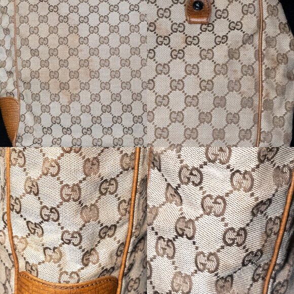 GUCCI GG Canvas Bamboo Tote Medium Large Vintage - Picture 12 of 16